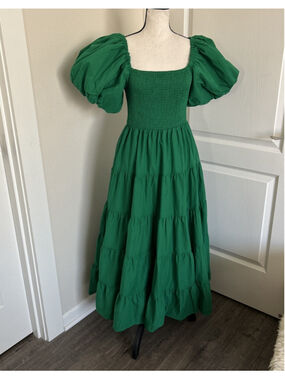 Petal & Pup / Morgan Tiered Dress/dark Green/ Size L/ New With Tag.